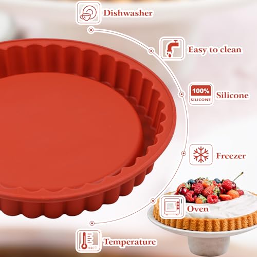 Webake 11-Inch Silicone Flan Tart Pan, Nonstick Large Maryann Cake Pan Torte Pan, BPA-Free - size: Large