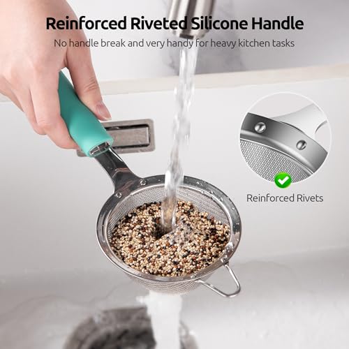 U-Taste Fine Mesh Strainer, 18/8 Stainless Steel Sieve 30 Mesh, S/Aqua Sky - color: (1) Aqua Sky, size: S-3.35in