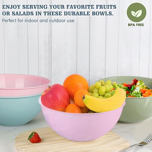 Greentainer 4-Piece Plastic Mixing Bowl Set, 113oz Lightweight Serving Bowls, Large Salad Bowls for Baking,Prepping, Cooking and Serving Food, Dishwasher & Microwave Safe - color: Pink-10in without lids