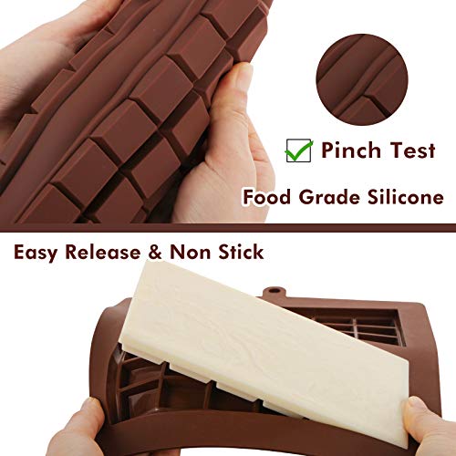 Webake Chocolate Bar Mold Silicone Break-Apart Candy Bar Molds 2 Pack for 4 Ounce Chocolate Chunk Protein Energy Bar Jumbo Chocolate Candy Bar, Easy Release Candy Molds Baking Pan - style: Chocolate Bar