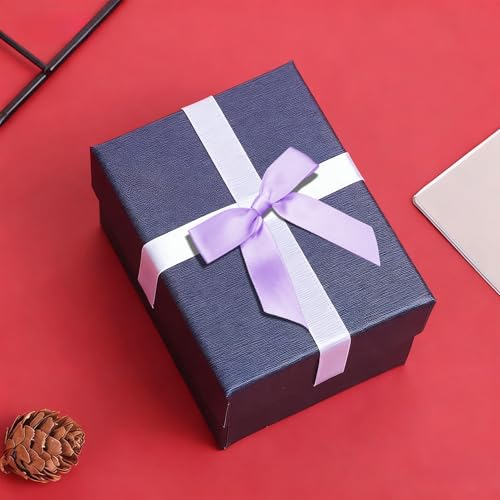 50 Pcs Satin Bows with Twist Ties, 2.5 Inch Gift Wrapping Bows, Lavender - color: Purple