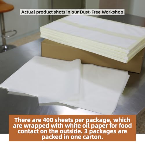 20x30" 1200 Bulk Sheets Commercial Heavy-Duty Extra Large Parchment Paper - color: White, size: 20"×30.3" (51×77cm) - 1200 sheets