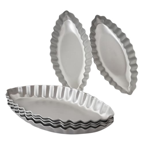 Aluminum Boat Tart Pan Fluted Oval Baking Mold, Small Wavy Tartlet - style: Bigger size 4.7"