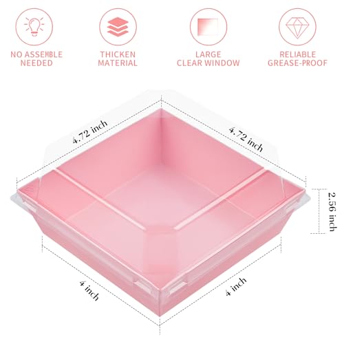 Ocmoiy Small Charcuterie Boxes with Clear Lids, 4 Inches, 50 Pack, Pink - color: Pink