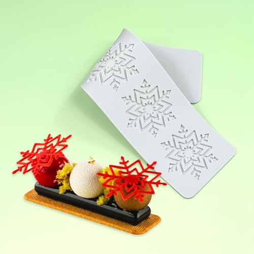 mostsom Silicone Mold 3D Hollow Out Lace Mold 3D Cake Christmas Snowflakes Silicone Mould Fondant Chocolate Stencil Border Bakeware Cake Decorating (M_ Snowflower) - size: M_ Snowflower