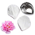 KALAIEN 5pcs Stainless Steel Peony Cutter 2pcs Fondant Silicone Mold - color: Peony Set(7pcs)