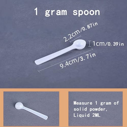 20Pcs 1g Measuring Spoons Set, 2ml Reusable Plastic Long Handle Coffee, Protein Powder, Milk Powder Mini Scoops, Spoon Kitchen Tools Accurate Precise Portions for Baking