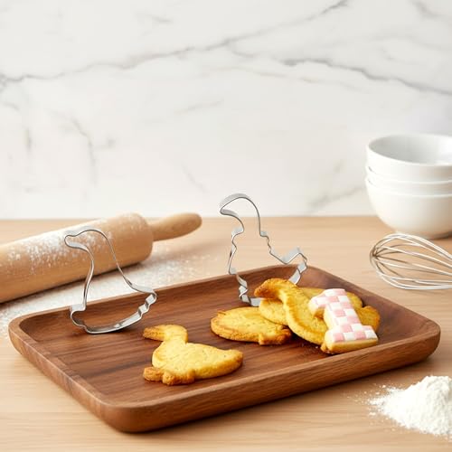 7 PCS Silly Goose Baby Shower Cookie Cutters Set, Stainless Steel Cute Goose Duck Number 1 Balloon Bow Hat Biscuit Cutter Molds for First Birthday Party Decorations