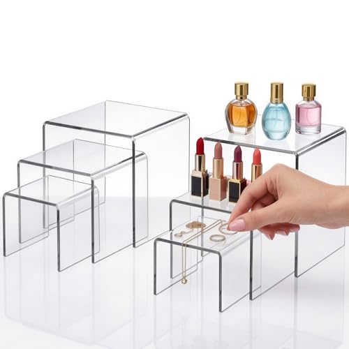 Fixwal 2 Set Clear Acrylic Display Risers Cupcake Stands