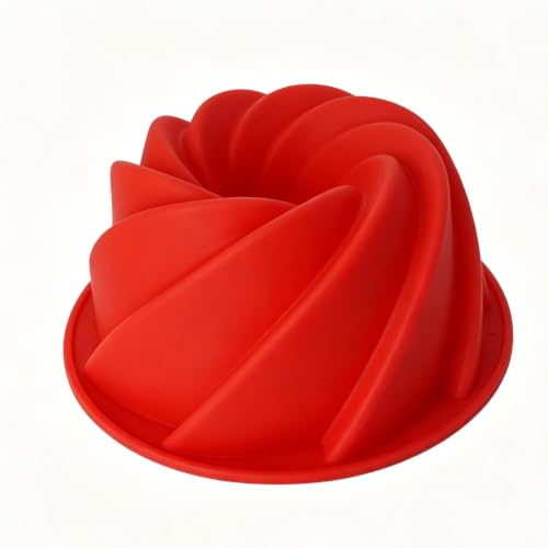 7 Inch Silicone Cake Pan, Medium Fluted Tube Spiral Mold, Nonstick - size: 7 Inch-Spiral-2 Pack