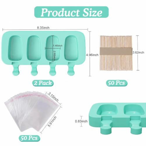 Ozera Popsicles Molds, 2 Pack Cake Pop Molds Homemade Cakesicle Maker Set - color: Green