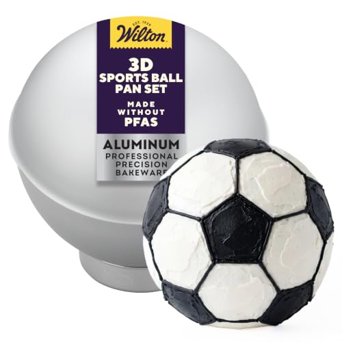 Wilton Aluminum 3D Sports Ball Cake Pan Set, Made Without PFAS - size: Each, style: Sports Ball