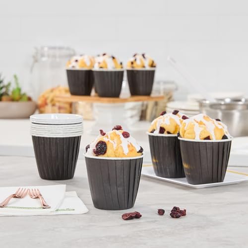 Restaurantware 4 oz Round Black Paper Tall Baking Cup, 200 Pack - color: Black, size: Tall