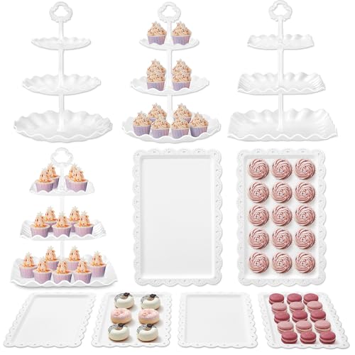 Kootek 10pcs Cupcake Stand Dessert Table Display Set Serving Tray for Party - color: Bright White, size: 10 Set