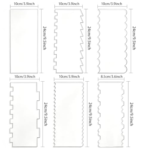 6 Pieces Clear Acrylic Cake Scraper - size: 10cm&8.5cm