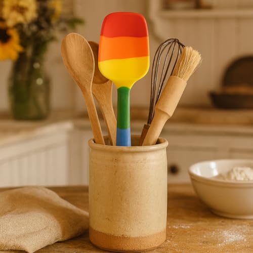 Cooking With Pride Non-Stick Spoon Spatula, Heat-Safe Silicone With Iron Core, 10.5-Inch, Set of 2 - size: Spatula - 10.5-Inch - Set of 2