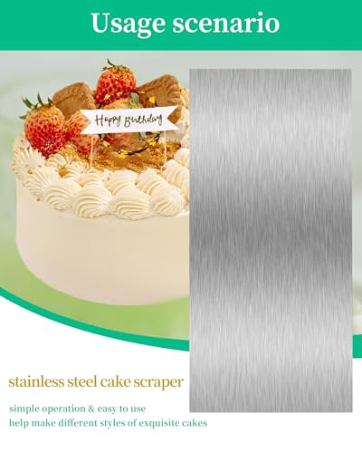 8.6 Inch Metal Cake Scraper Smoother Cake Decorating Supplies Kit, 3 Pcs - size: Cake Comb-1
