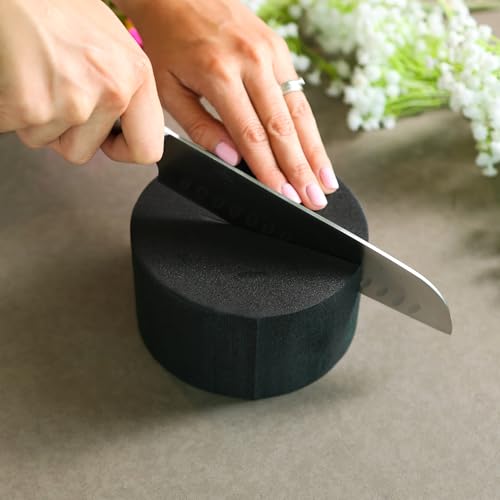 XCEL Floral Foam Blocks - Reusable, Weather Resistant Craft Foam Fresh & Artificial Flower Arrangements, Faux Florist Foam Planters Florist Supplies (Black 5" Round x 3" Thick - 6 Pack) - color: Black 5" Round x 3" Thick - 6 Pack