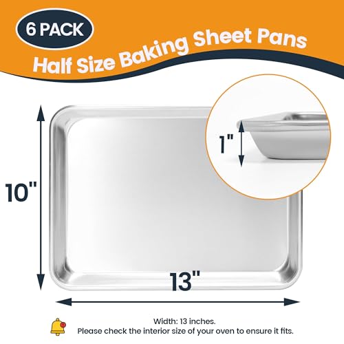 6 Pack Quarter Size Aluminum Baking Sheet Pan, 13 x 10 in - size: 6-pack Solid Quarter Size (13"×10")