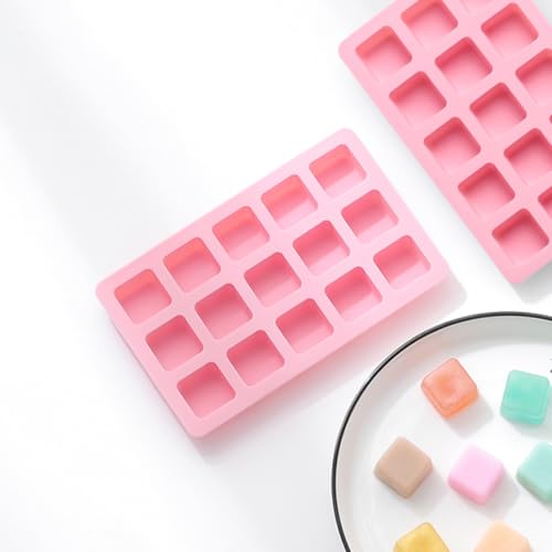 2-Pack Square Shape Candy & Chocolate Silicone Molds, Non-stick, Pink - size: Square