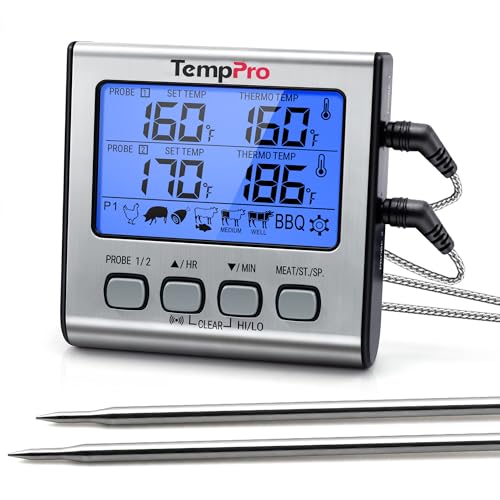 TempPro TempTrack Digital Cooking Meat Thermometer with Dual Meat Probe - size: 2-probes