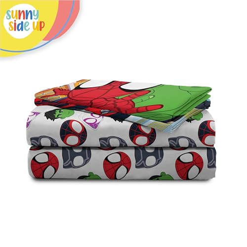 Sunny Side Up Spidey & His Amazing Friends Full Sheet Set - 4 Piece Kids Bedding Set Includes Pillow Cover - Super Soft Superhero Microfiber Sheets Features Miles Morales & Ghost Spider - color: Multi - Spidey & Friends, size: 4 Piece Full