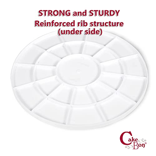 Cakebon Cake Boards Plastic - 12 Inch White Drums 3-Pack - Professional Cake Rounds - size: 12 Inches, style: 3 Pack