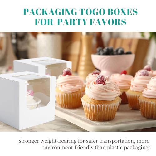 NPLUX 50 Pack Pre - Assembled White Individual Cupcake Boxes with Inserts - color: White-50Pcs