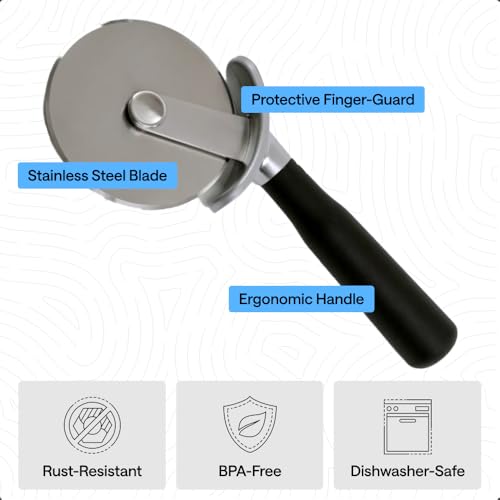 GORILLA GRIP Patented Stainless Steel Large Pizza Cutter Wheel, Black - color: Black
