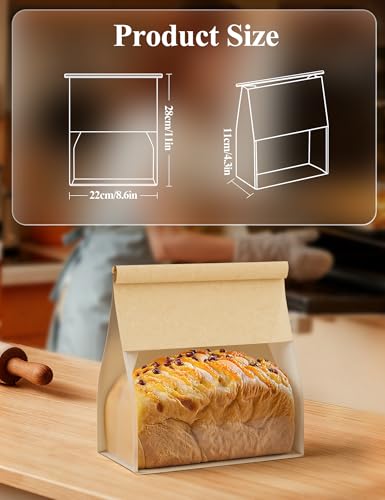 FireKylin Bread Cookie Bags with Window & Tin Tie 8.6x4.3x11.0 (50,Large) - size: Large