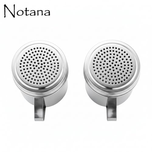 Stainless Steel 10 Ounce Dredge Shakers with Handle for Powder Sugar, Flour Duster for Baking, Seasoning Shaker, Salt and Pepper Shakers, Cinnamon Sugar Dispenser for Kitchen (2-PACK)