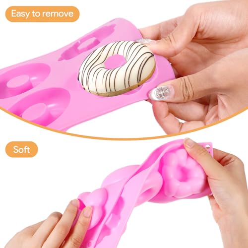 3 Pack Silicone Donut Pan for Baking,Non-Stick Doughnut Pan with 6 Indentations，Dishwasher Safe, Heat Resistant and Microwave Safe