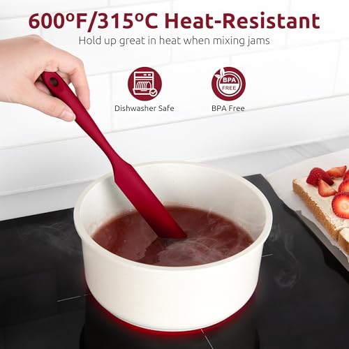 U-Taste Skinny Silicone Jar Spatula Scraper, 10in Sourdough Stir Stick, Red - color: Red, size: 9.72 in