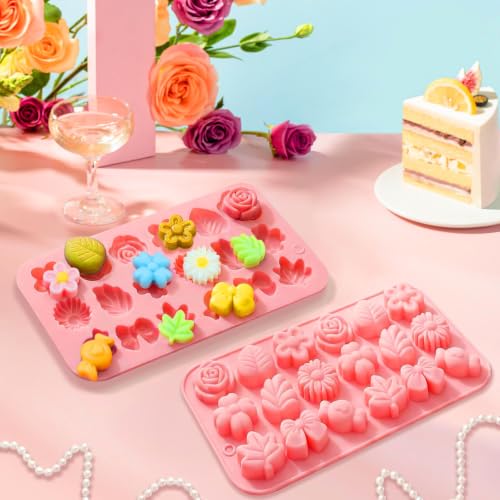 2PCS Flower Shape Floral Silicone Candy Molds