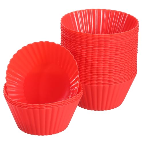 uxcell 36Pcs Silicone Cupcake Liners Non-Stick Baking Cup Red - color: Red, size: 3.5cm/1.4inch