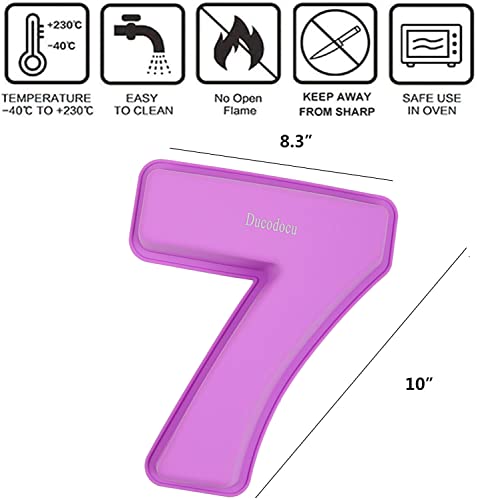 Ducodocu Large Silicone Number Cake Mould 3D Novelty Cake Pan DIY Baking Mold for Birthday Anniversary Number of 7 - size: 7