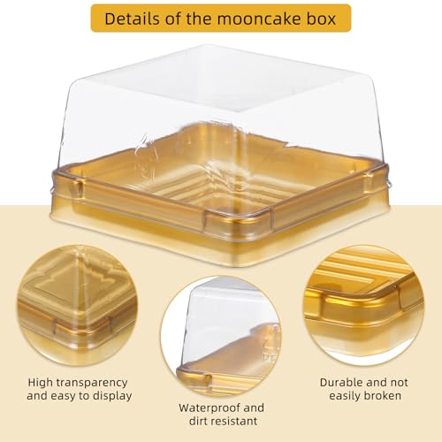 50 Pcs 3 Inch Mini Cake Box, Clear Plastic Cupcake Box with Lids Single Square Dessert Container Mooncake Packing Box for Individual Muffins Cookies Chocolate Wedding Party Christmas