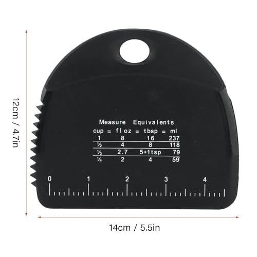 Silicone Dough Scraper with Measuring Scale, 5.5 x 4.7 Inch Dough Cutter for Baking, Pizza, and Pastry, Bench Scraper for Kitchen Countertops(Black) - color: Black