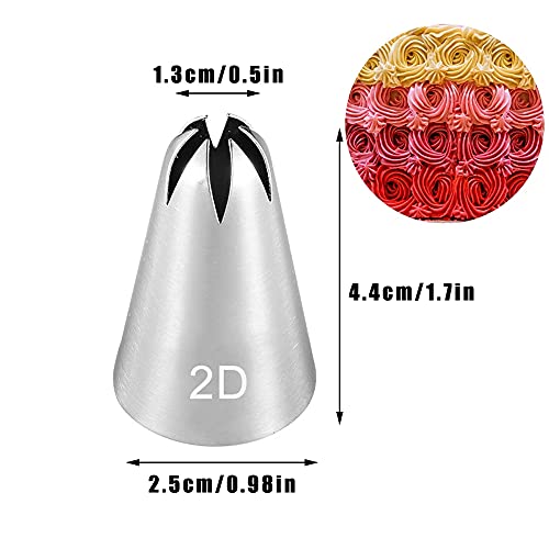 Icing Piping Tip Set,3 Large Decorating Tips Stainless Steel,DIY Cream Rose Flower Piping Tips,Cupcake Pastry Tips for Cake Decorating(1M 2D 2F) - color: Type 1