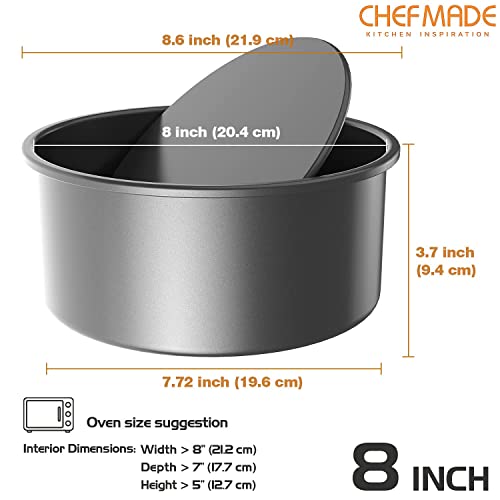 CHEFMADE Round Cake Pan, 8-Inch Chiffon Pan with Removable Loose Bottom - color: Black, size: 8-inch