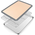 P&P CHEF 16 x 12 x 1 Inch Toaster Oven Pan Tray with Rack and Mat - 3Pcs - size: 16 x 12 x 1 Inch