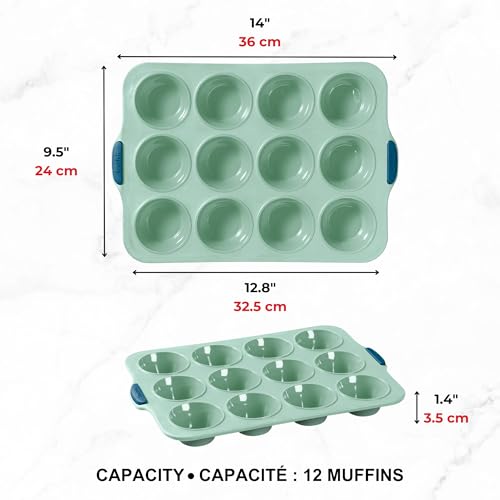 Starfrit 12-Cup Silicone Muffin Pan, Metal Frame, BPA-Free, Green - size: 12 muffins pan
