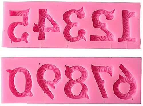 Number 0-9 3D Embossed Fondant Gum Clay Silicone Molds Set with Stick Hole