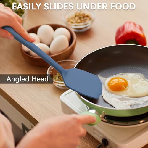 Coukre 3 Pack Silicone Spatula Set, Heat Resistant to 500°F, BPA-Free - color: PureDarkBlue