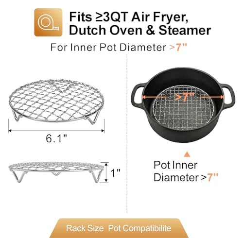 GSlife Round Cooling Rack - 6 Inch Stainless Steel Steamer Rack for Pot - size: 6 Inch
