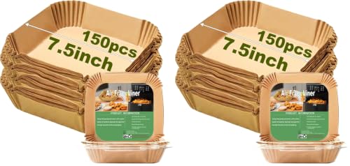 Air Fryer Liners for Instant Pot 4QT Vortex Plus 6-in-1 Mini Air Fryer, 7.5 Inches 150Pcs parchment paper liners for Chefman 3-5QT Air Fryer, Baking Roasting Microwave (Pack of 2) - size: 7.5''Square (Pack of 2)