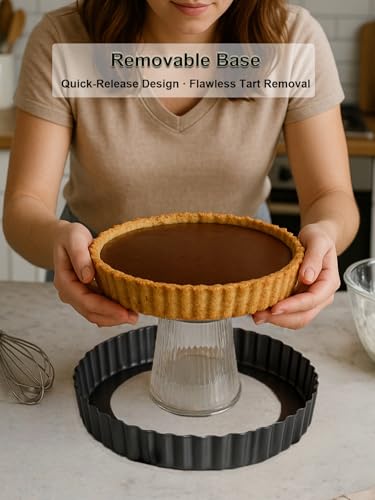 9.45*2.2 Inch Quiche Pans 2 Pack. Removable Bottom, Non-Stick Coating, Rugged Carbon Steel Baking Dish for Tart Quiche Pie. Metal Mold Gift for Women Wife Christmas Thanksgiving Party Festival - size: 9.45*2.2IN
