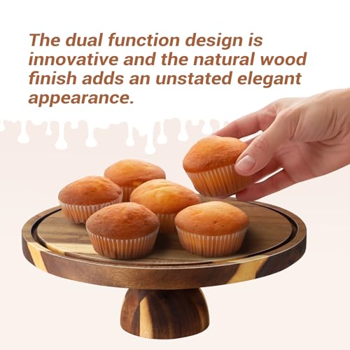 Acacia Wood Cake Stand with Acrylic Lid