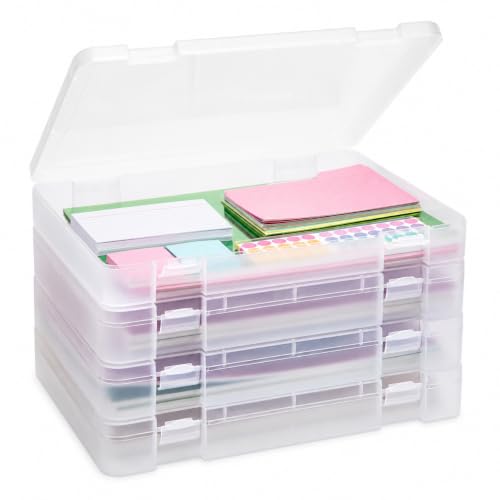 CraftGenes 4 Pack Scrapbook Paper Storage Boxes for Letter and A4 Paper
