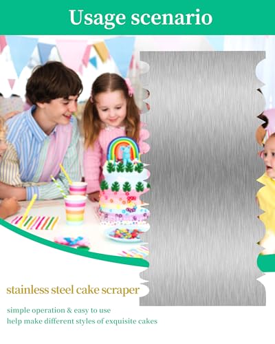 8.6 Inch Metal Cake Scraper Smoother, Edge Side Jagged Comb for Cream - size: Cake Comb-3